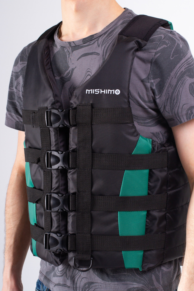 Жилет спасательный MISHIMO PRO Премиум качества Черно-зеленый в Орехово-Зуево